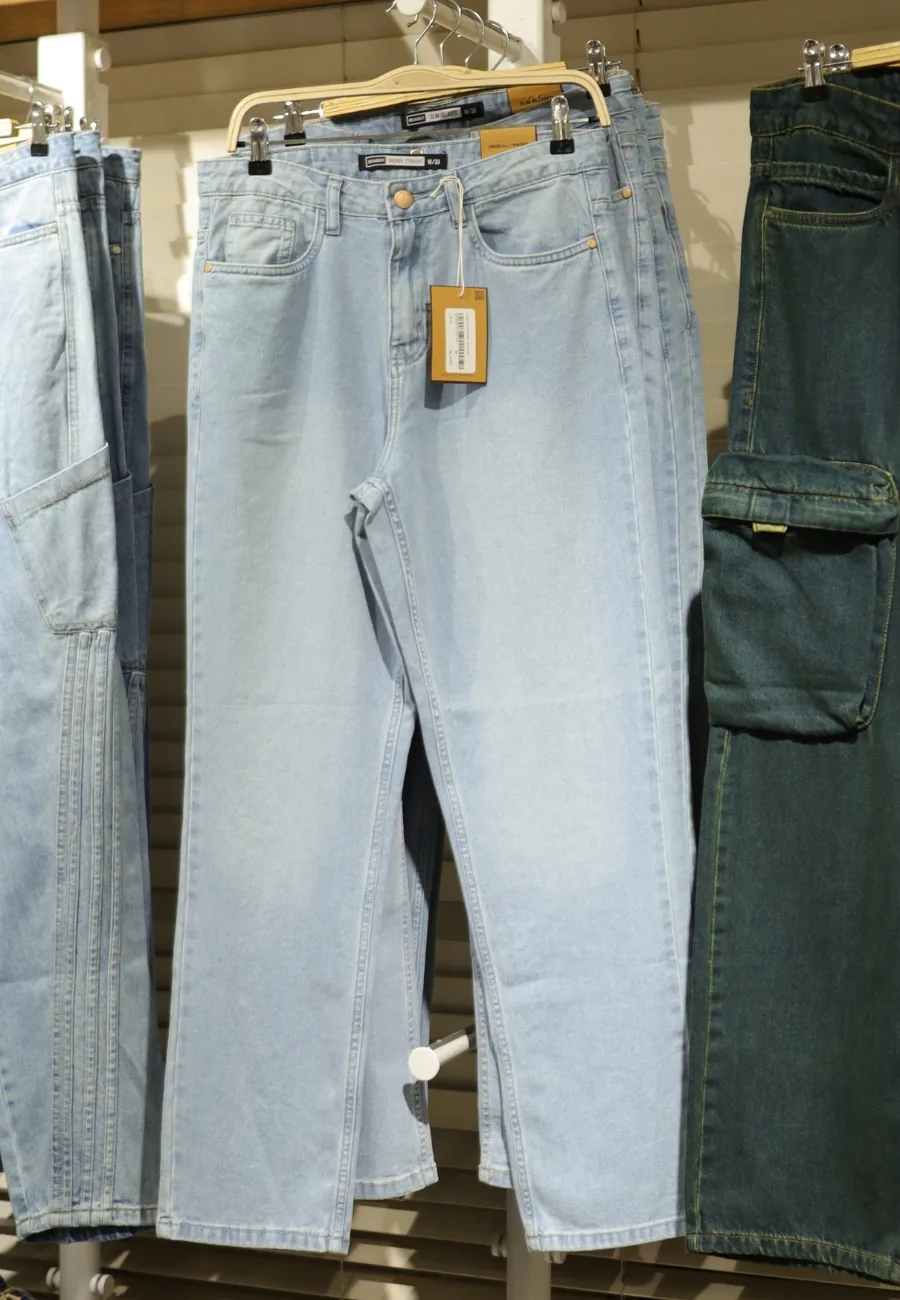 Light-wash denim on a rail at BREAKOUT