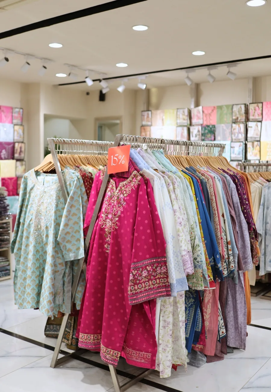 Rails of printed eastern wear at Limelight